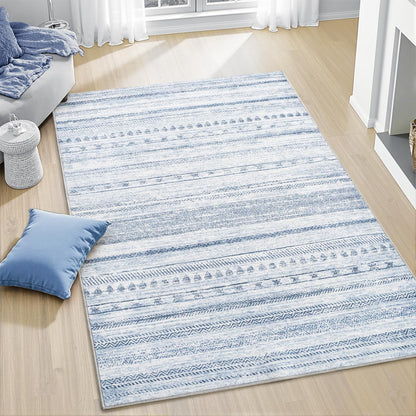 5x7 Area Rugs for Living Room Machine Washable Rug Distressed Indoor Carpet Neutral Moroccan Boho Rug Ultra Soft Area Rug for Bedroom Dining Room Playroom Office, Grey