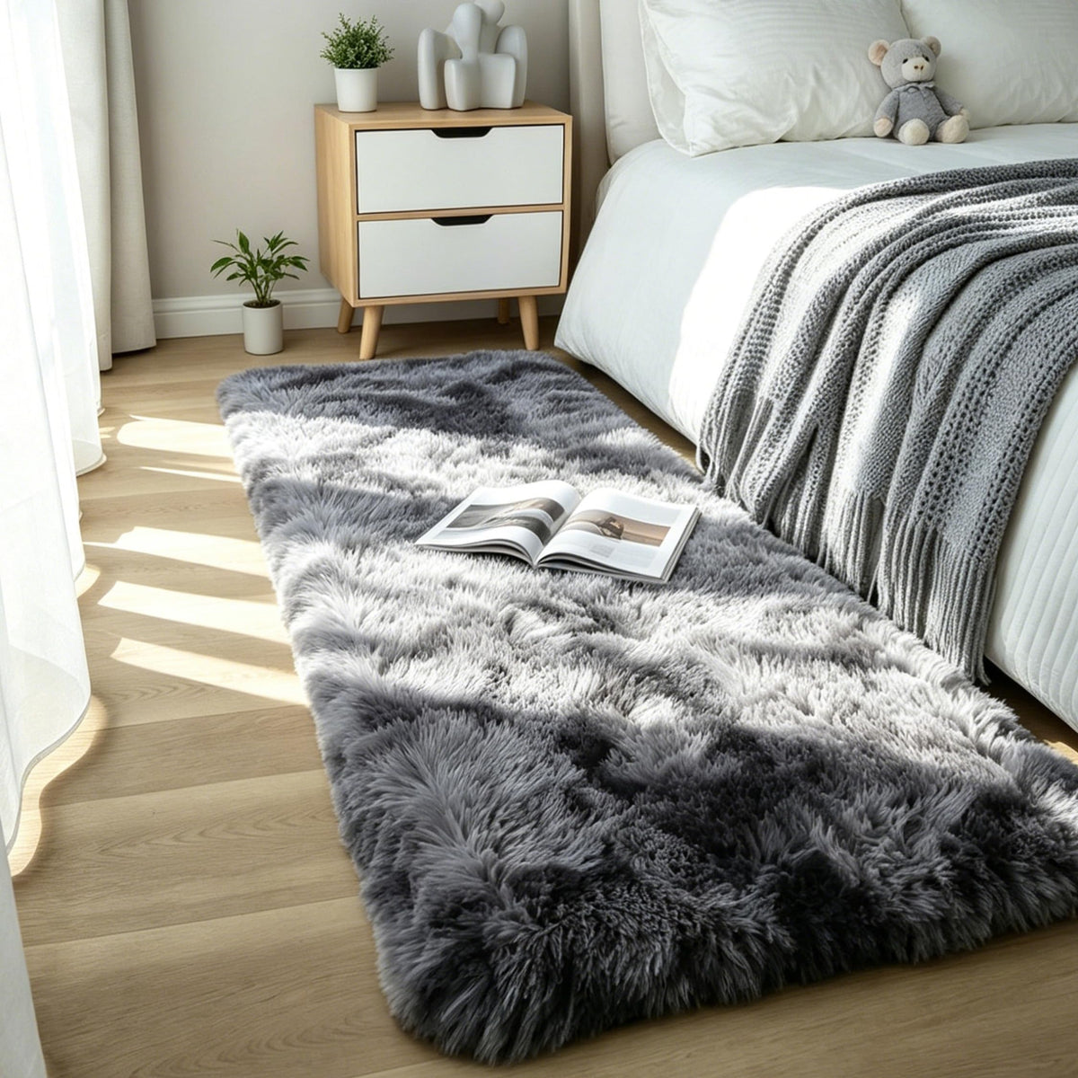 Pink Fluffy 4x6 Area Rugs for Bedroom Girls, Plush Washable Carpet