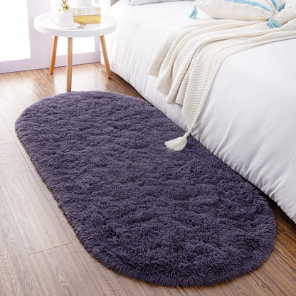 Noahas 2x6 Black Fluffy Soft Runner Rug Non-Slip for Bedroom Dorm Hallway