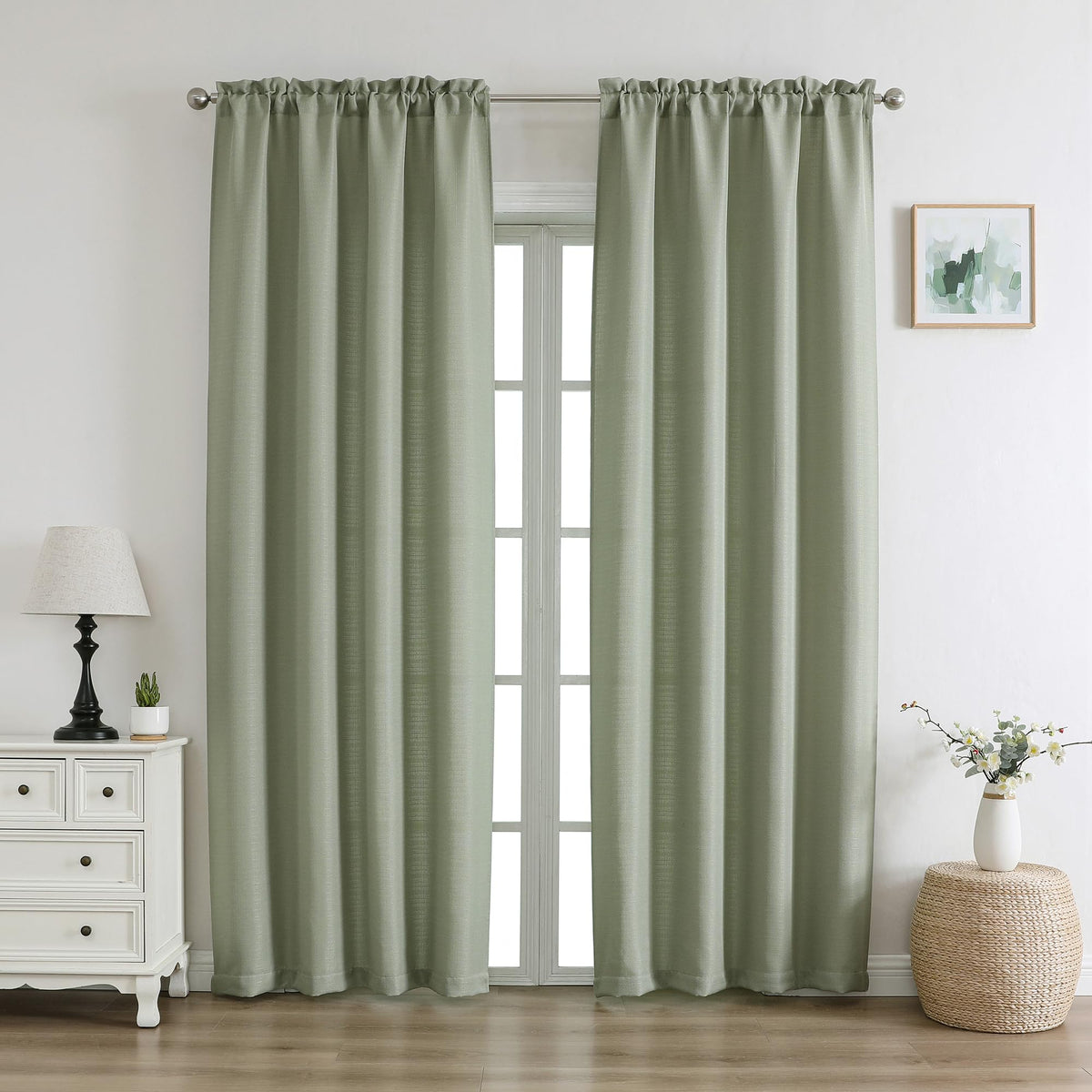 Chyhomenyc White Curtains 84 Inch Length 2 Panels 40Wx84L inches