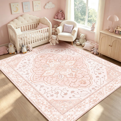 YARNSCAPE 5' x 7' Machine Washable Area Rug, Non-Slip Low-Pile Carpet