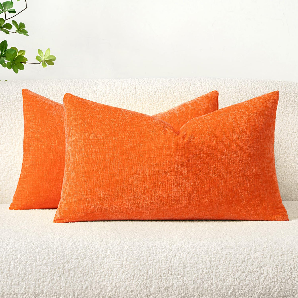 MIULEE Soft Chenille Throw Pillow Covers Sage Green 18x18 Inch Pack of 2