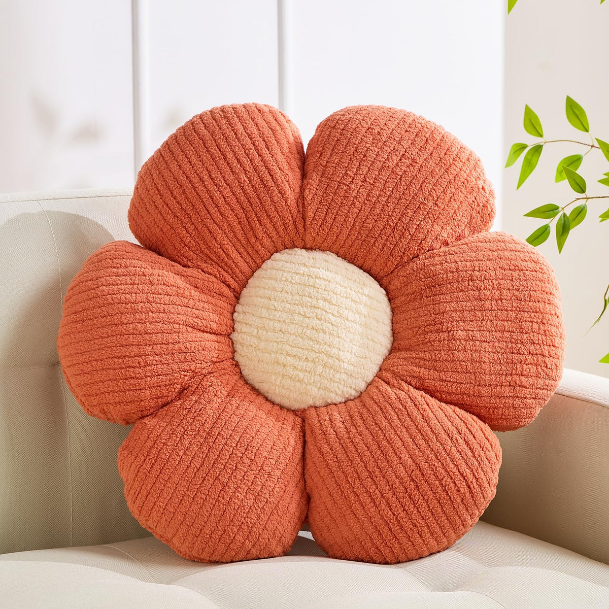 XIAIJIA 3PCS Flower Pillow, Daisy Throw Pillows, Flower Cushion 15.7 Inch