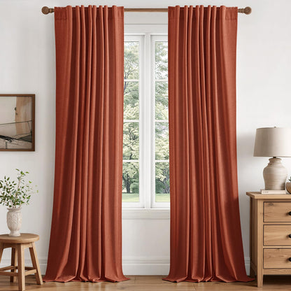 MIULEE 100% Blackout Linen Curtains for Bedroom 40W x 84L Cream 2 Panels