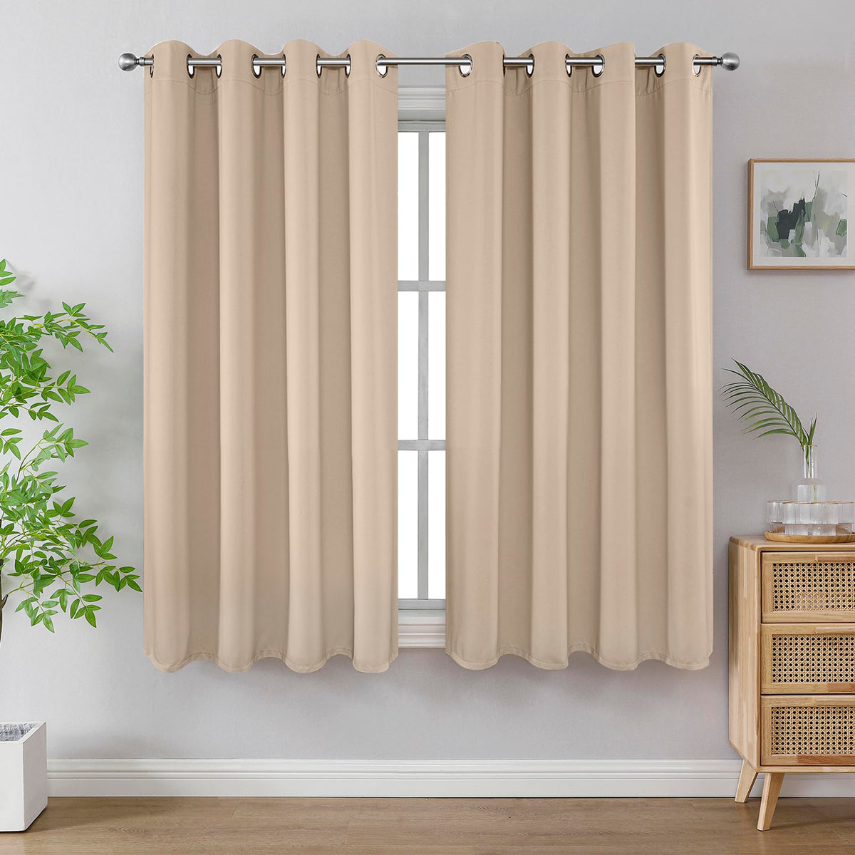 Joydeco Blackout Curtains for Bedroom 84 Inch - Black Out Curtains with Grommets Thermal Insulated Room Darkening Light Blocking, Noise Reducing & Wrinkle-Free Drapes for Living Room Windows, 2 Panels