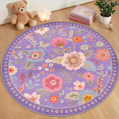 RELEANY Floral Washable 5x7 Area Rugs Pink
