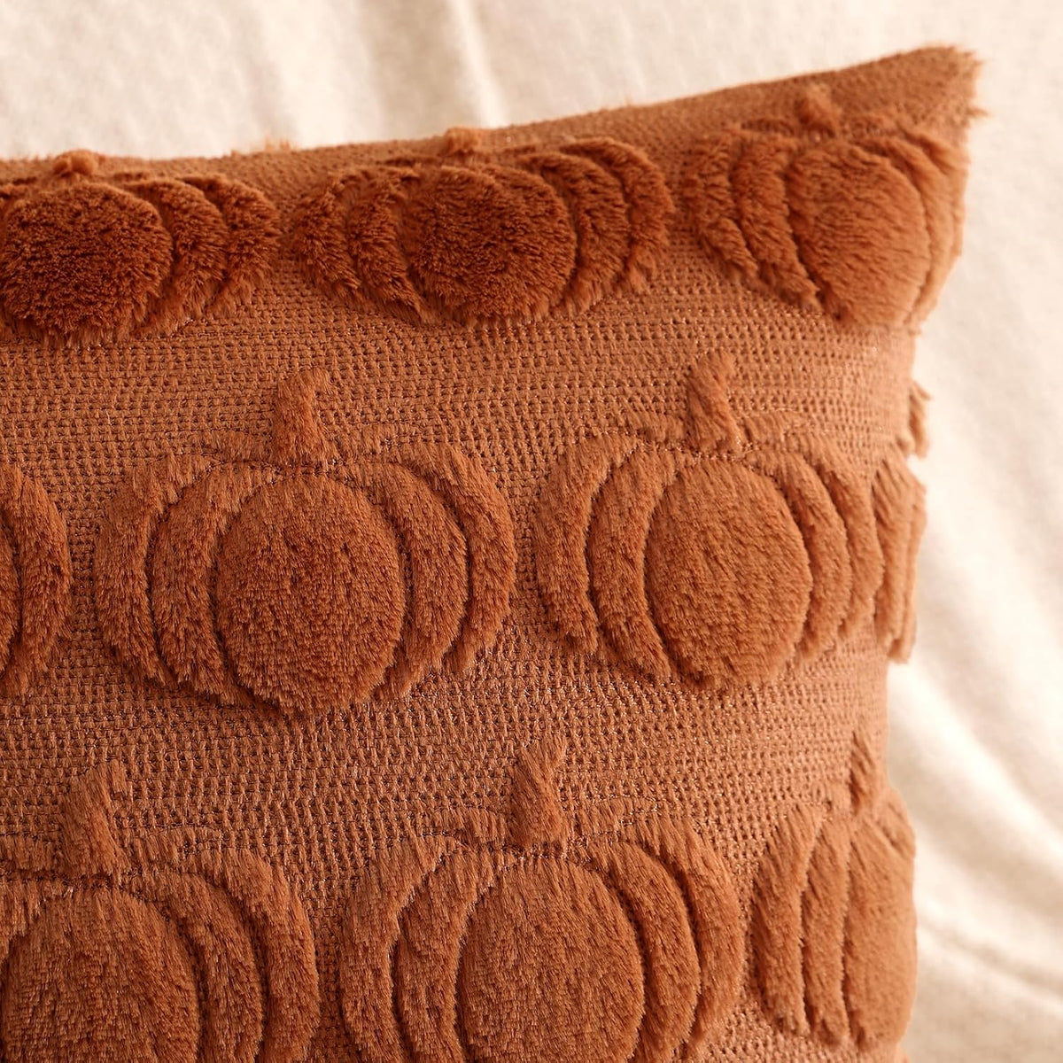 Artscope Fall Pillow Covers 18 x 18 Set of 2 Decorative Autumn Harvest Holiday Pumpkin Throw Pillow Cases Soft Plush Faux Fur Couch Cushion Case for Farmhouse Halloween Sofa Bed Room Home Decor-Rust