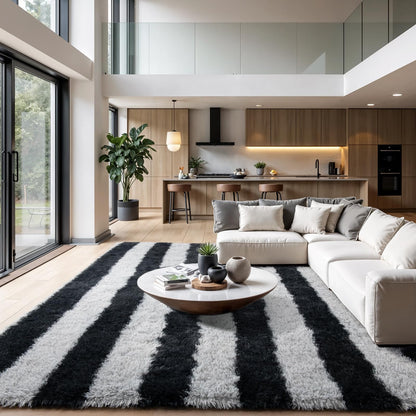 Zentavio 5x8 Area Rugs for Bedroom Fluffy Rugs for Living Room Carpet Large Fuzzy Soft Shag Aesthetic Plush High Pile Gray Throw Rug for Nursery Kids Room Dorm Waved Grey
