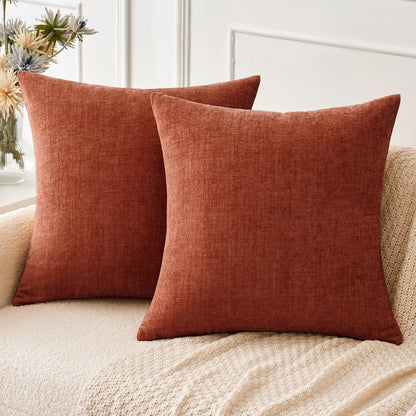 MIULEE Soft Chenille Throw Pillow Covers Sage Green 18x18 Inch Pack of 2