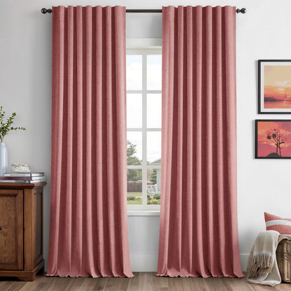 MIULEE 100% Blackout Linen Curtains for Bedroom 42 x 84 Inch Ivory 2 Panels