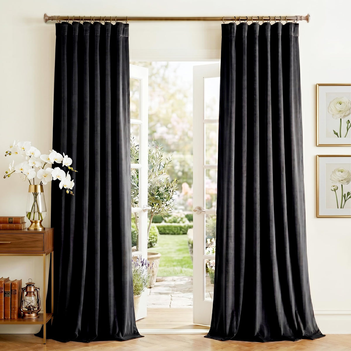 NICETOWN Olive Green Velvet Blackout Curtains 84" Long, 52" Wide, 2 Panels