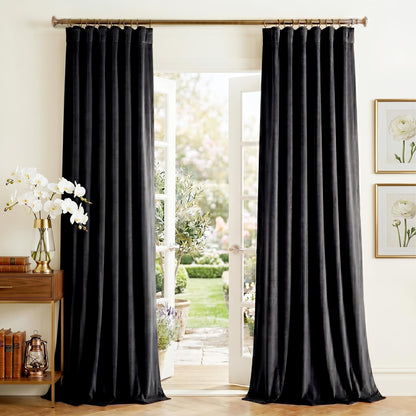 NICETOWN Olive Green Velvet Blackout Curtains 84" Long, 52" Wide, 2 Panels