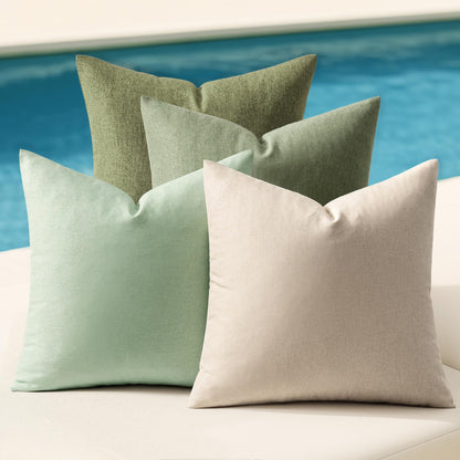 MIULEE Pack of 4 Decorative Outdoor Throw Pillow Covers Linen Waterproof Pillow Covers Summer Farmhouse Cushion Cases for Patio Garden Tent Balcony Couch Sofa 18x18 Inch Red/Turquoise