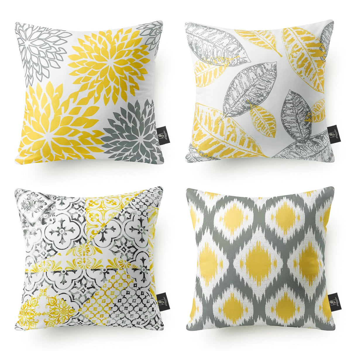 Phantoscope Set of 4 New Living Series Fall Leaf Geometric Coffee Throw Decorative Pillow Cover Cushion Cover 18 x 18 inches 45 x 45 cm