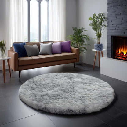Amdrebio Pink Circle Round Fluffy Area Rug 4Ft for Girls Bedroom Kids Room