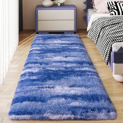 Ultra Soft Runner Rugs for Bedroom Hallways with Upgraded Non-Slip Rubber Backing & Thick Memory Sponge, 2x6 Feet Fluffy Shag Throw Area Rug for Bedside Dorm Dark Grey