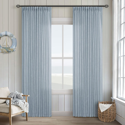 TWODRAPES Natural Pinch Pleated Linen Semi Sheer 84 Inch Curtains 2 Panels