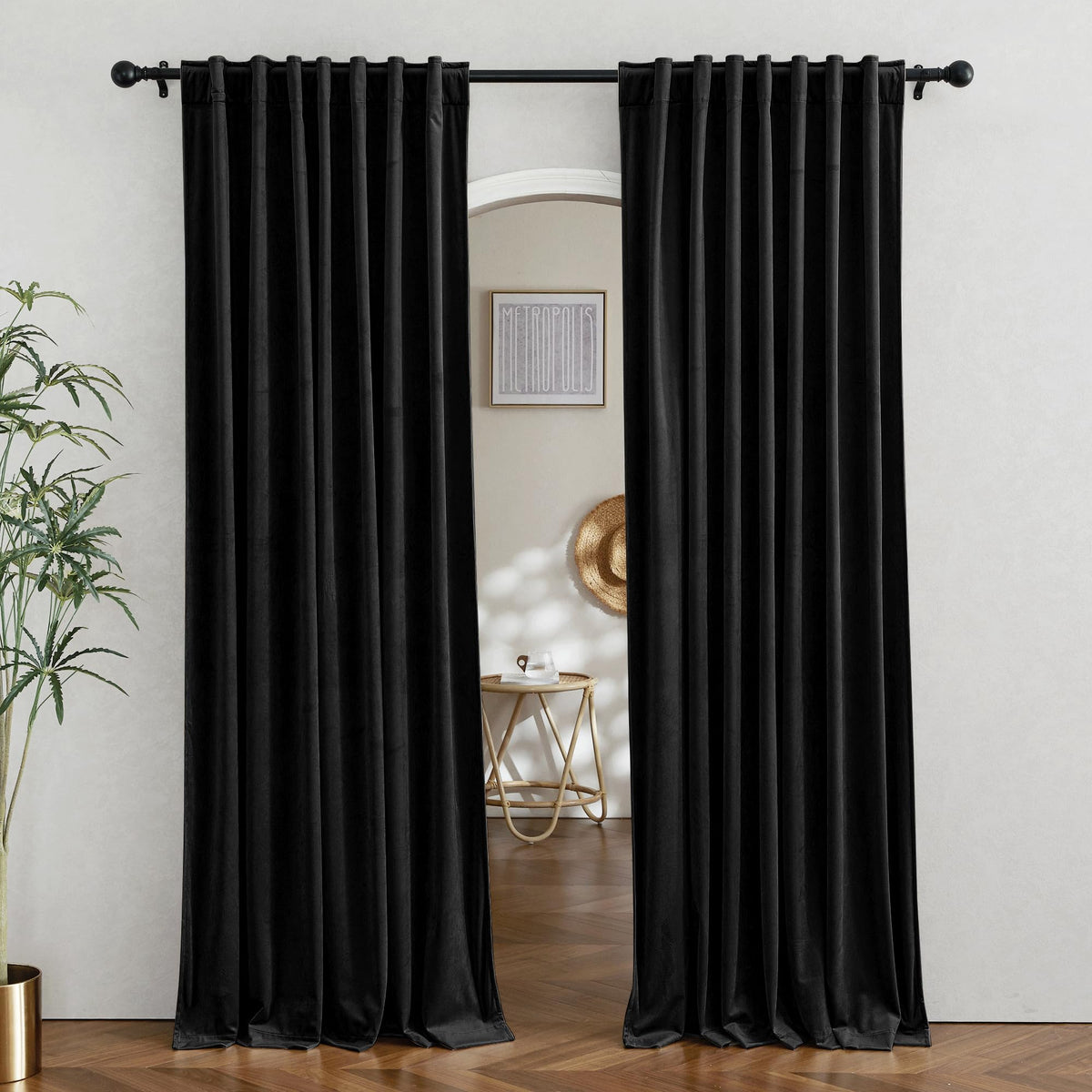 RYB HOME Blue Velvet Blackout Curtains for 84 inches Bedroom Living Room