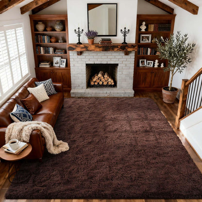6x9 Ft Large Shag Rugs for Living Room Decor, Tie-Dyed Ultra Soft Fluffy Furry Area Rugs for Bedroom Indoor Floor, Aesthetic Carpet for Kids Home (Dark Grey)