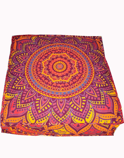 24" Black Gold Flower Mandala Barmeri Large Floor Pillow Cover Cushion Meditation Seating Ottoman Throw Cover Hippie Decorative Zipped Bohemian Pouf Ottoman Pom Pom Cases 24 " square