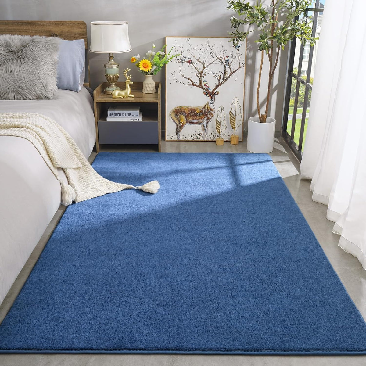 Amearea Modern Area Rugs for Bedroom Living Room, 4x6 Blue Memory Foam Rug
