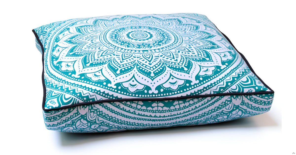 24" Black Gold Flower Mandala Barmeri Large Floor Pillow Cover Cushion Meditation Seating Ottoman Throw Cover Hippie Decorative Zipped Bohemian Pouf Ottoman Pom Pom Cases 24 " square