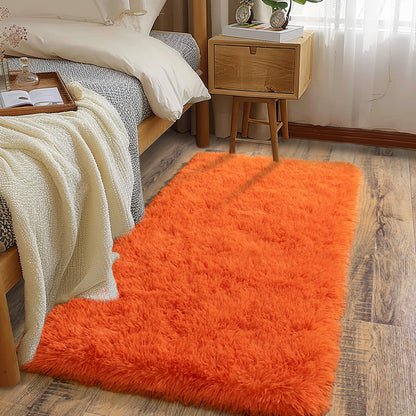 Ultra Soft Runner Rugs for Bedroom Hallways with Upgraded Non-Slip Rubber Backing & Thick Memory Sponge, 2x6 Feet Fluffy Shag Throw Area Rug for Bedside Dorm Dark Grey