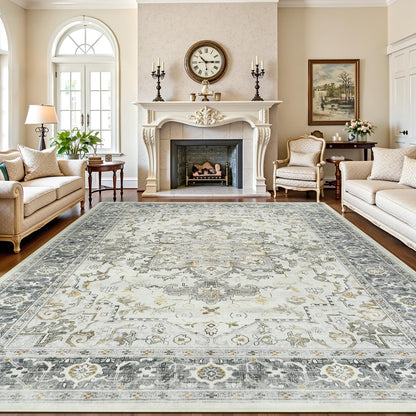Lofus 5x7 Area Rugs for Living Room Bedroom, Soft Boho Carpet Floral Brown