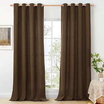 BGment Oatmeal Linen Curtains 84 Inch Length 2 Panels Set for Living Room