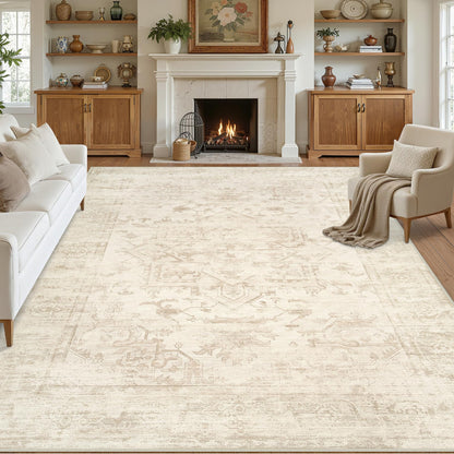 8x10 Area Rugs Living Room: Bedroom Neutral Washable Carpet Beige