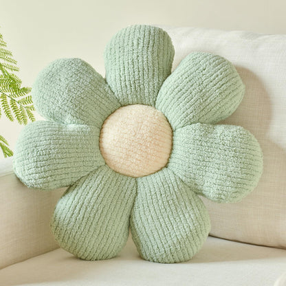 Flower Shaped Pillow, Daisy Decorative Throw Seat Cushion, 14.9" Ivory