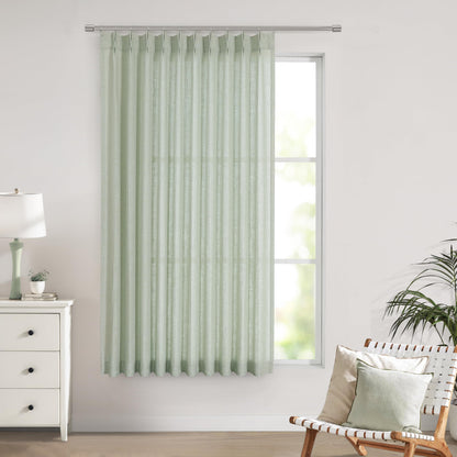 Vision Home Natural Linen Pinch Pleated Semi Sheer Curtains 42Wx90Lx2