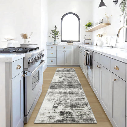 8x10 Area Rugs for Living Room: Washable Abstract Black Grey Gold Carpet