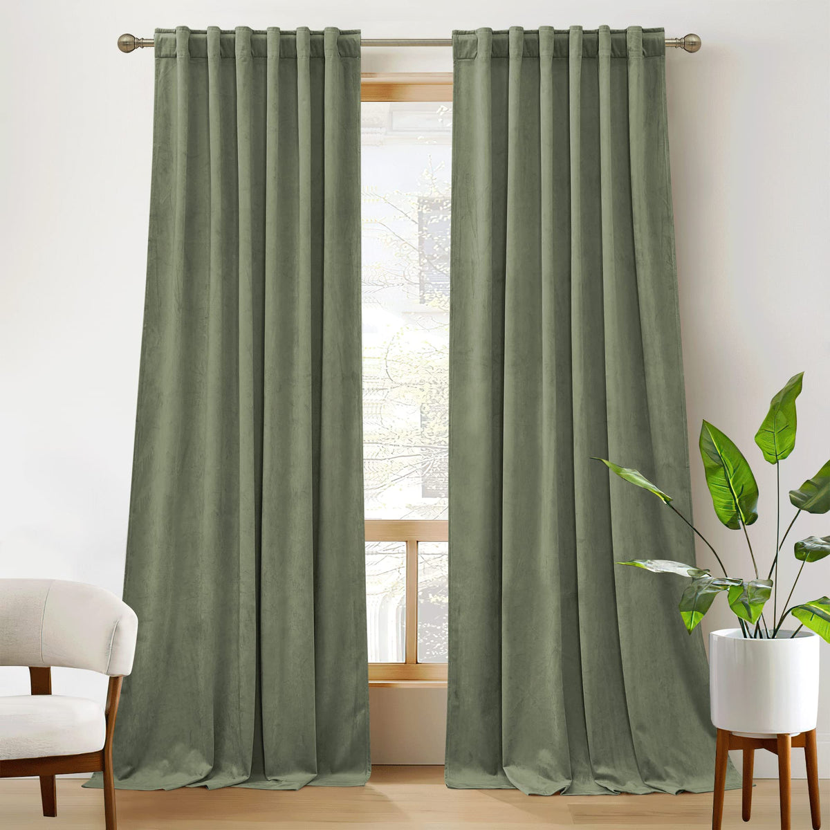 RYB HOME Blue Velvet Blackout Curtains for 84 inches Bedroom Living Room