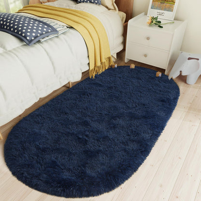 LOCHAS Bedroom Rug 2.6' x 5.3', Grey Fluffy Shaggy Area Rug for Kids Room