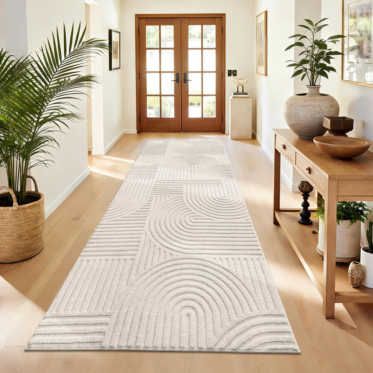 Pauwer 5x7 Area Rugs for Living Room, Modern Non Slip Washable Rug, Beige