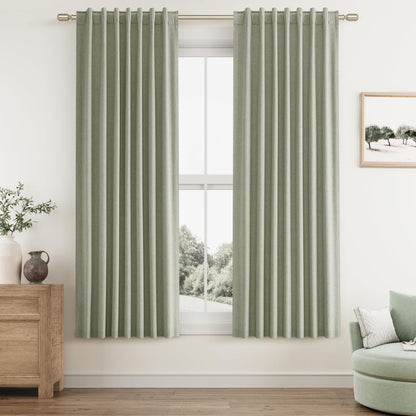 Guken Cream Linen Blackout Curtains 84 Inch Length 2 Panels Set for Living Room Bedroom Back Tab Thermal Insulated 100% Black Out Drapes Room Darkening Window Curtain Ivory Natural Beige