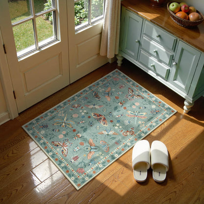 Lahome Bug Washable Area Rugs 5x7, Soft Green Rug for Living Room Bedroom