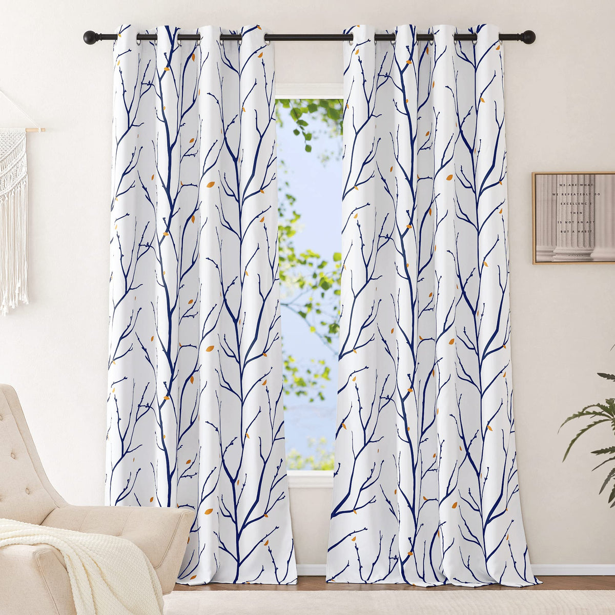 NICETOWN Grey Blackout Striped Pattern Curtains for Living Room, 52 x 84