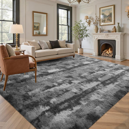 5x7 Black Area Rugs for Living Room, Large Fluffy Shag Bedroom Rugs Non-Slip, Ultra Soft Plush Carpet for Nursery Kids PlayRoom Dorm Office Indoor Modern Carpets