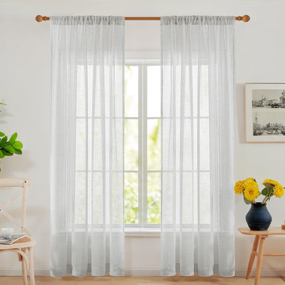 Deconovo Light Filtering Sheer Curtains 72 Inches Long for Living Room