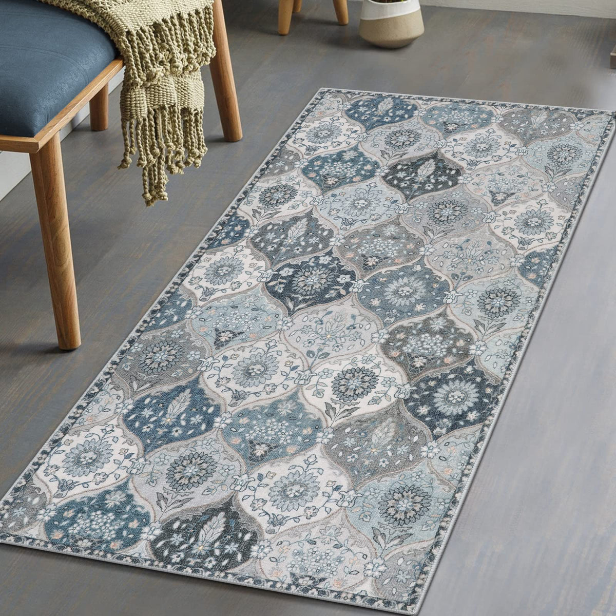 Lahome Moroccan Kitchen Rugs Non Slip Washable, 2x4 Rugs for Entryway