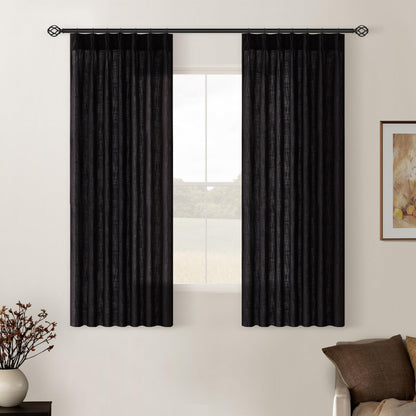 TWODRAPES Natural Pinch Pleated Linen Semi Sheer 84 Inch Curtains 2 Panels