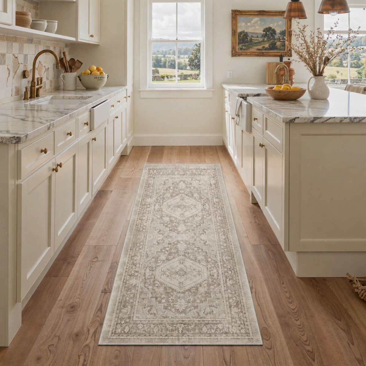 GENIMO 8x10 Washable Area Rugs for Living Room, Non Slip, Taupe Brown