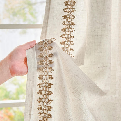 jinchan Linen Curtains Light Filtering Back Tab 50x96 Inch 2 Panels Beige