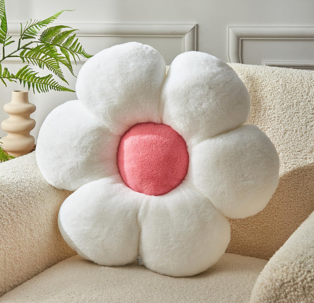 Flower Pillow,15.7In Cute Daisy Pillow Pink Throw Pillows