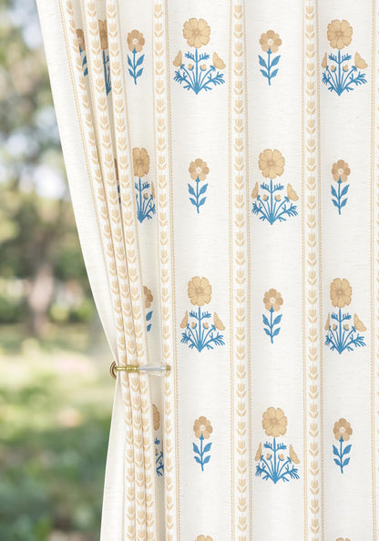 Pinch Pleated Curtains for Living Room Bedroom Dining Room - 72 Inches Light Filtering Floral Curtains Luxury Linen Drapes Farmhouse Window Curtains with Hooks - 2 Panels Set, 40" W x 72" L