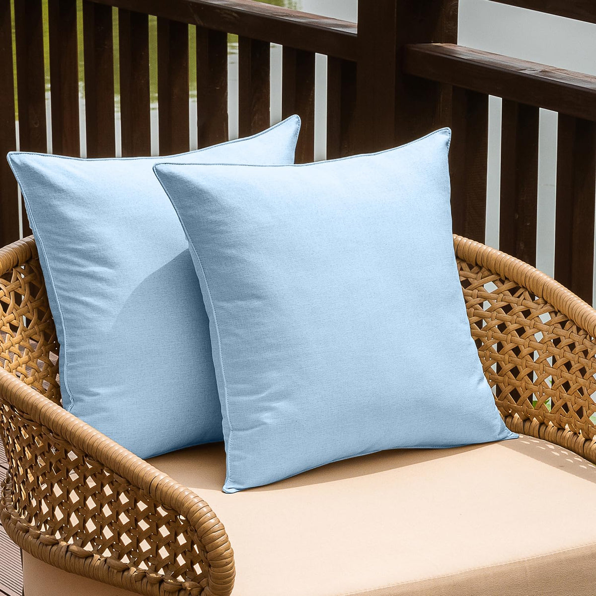 NiNi ALL Waterproof Outdoor Pillow Covers 18x18 Set of 2 Patio Black