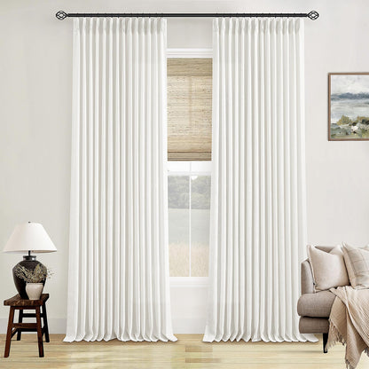 TWODRAPES Natural Pinch Pleated Linen Semi Sheer 84 Inch Curtains 2 Panels