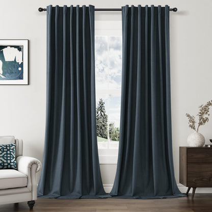 Guken Cream Linen Blackout Curtains 84 Inch Length 2 Panels Set for Living Room Bedroom Back Tab Thermal Insulated 100% Black Out Drapes Room Darkening Window Curtain Ivory Natural Beige